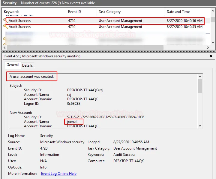 Windows Account Management Event (Part 1)