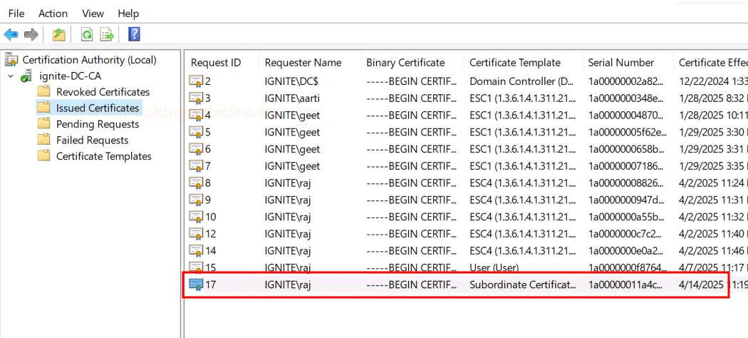 ADCS ESC7 vulnerability exploitation