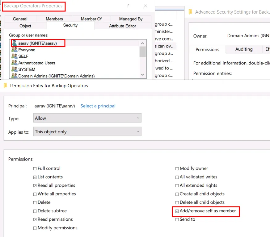 AddSelf Active Directory Abuse