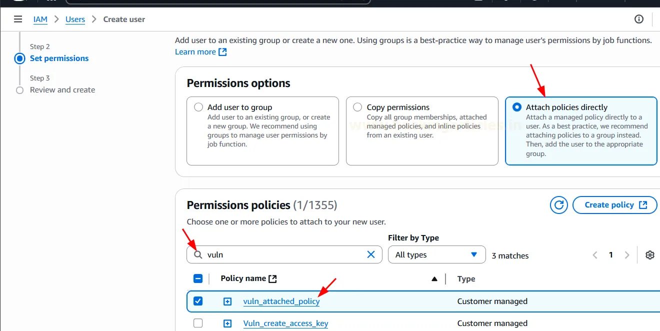 AWS IAM AttachUserPolicy
