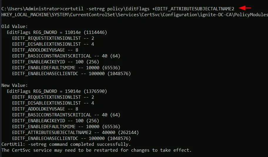 ESC6 Active Directory attack