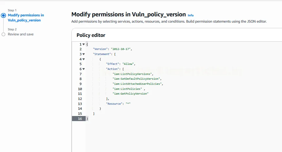 AWS IAM Policy Version Privilege Escalation