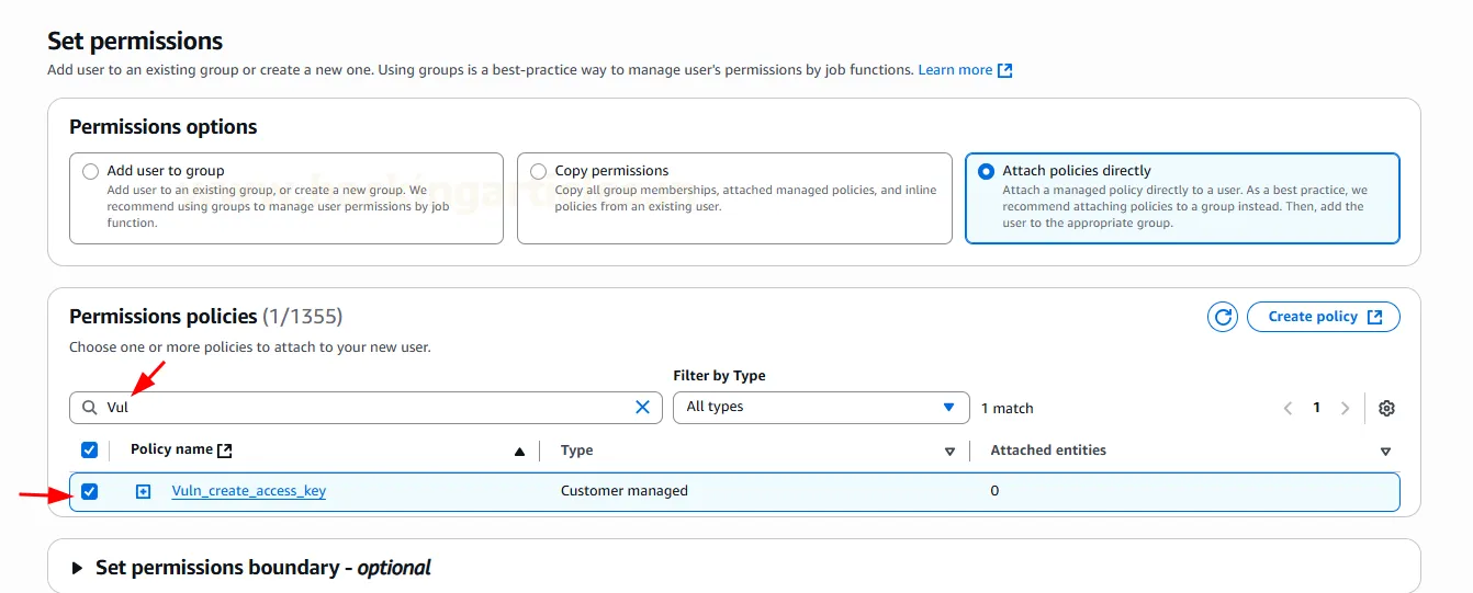 AWS IAM CreateAccessKey Privilege Escalation
