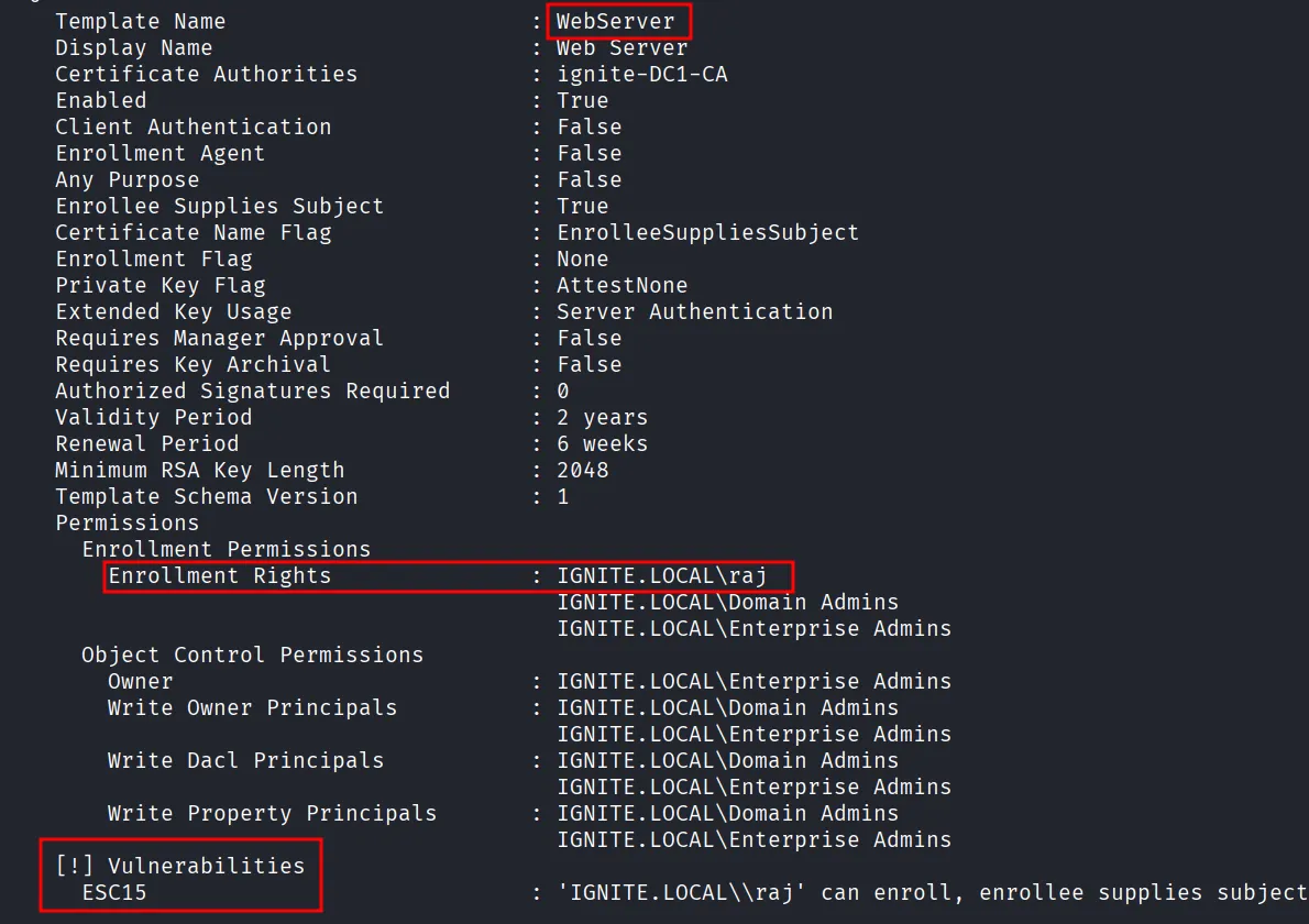 ADCS ESC15 Exploiting Template Schema